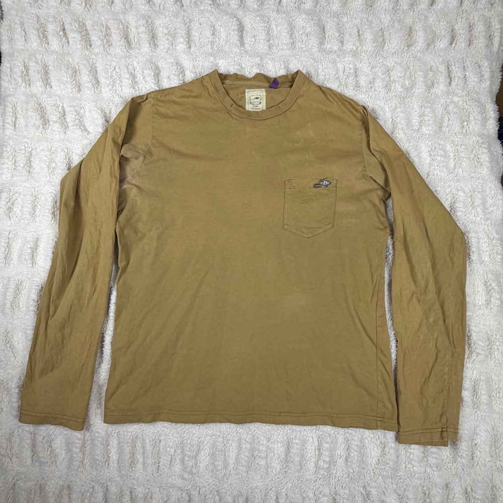 Marc Jacobs Stinky Rat Long Sleeve Pocket T-Shirt Mens Medium Mustard Tan Cotton
